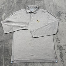 Johnnie O Polo Shirt Men Medium Seal Swing Long Sleeve Featherweight Eagle Crest