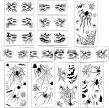  Free Duty Tax 5 Sheets Large 3D Spider Web Temporary Tattoos and 10 Pairs