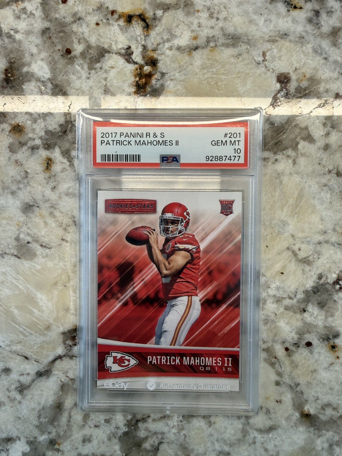 2017 Panini Rookies & Stars Patrick Mahomes II #201 Rookie Card PSA 10 GEM MINT