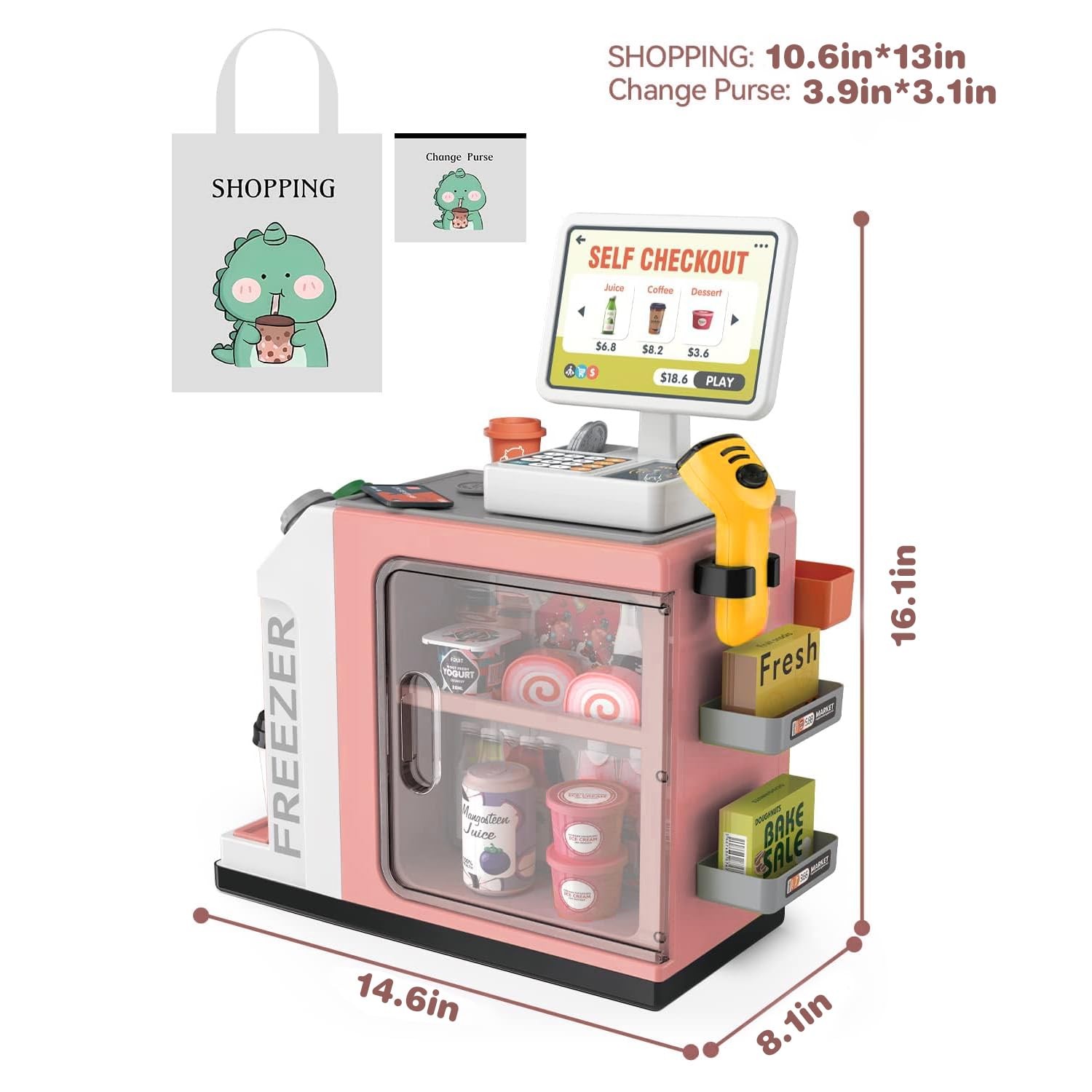 как выглядит Cash Register Playset for Kids - 48PCS with Toy Coffee Machine,Pretend Play M... фото