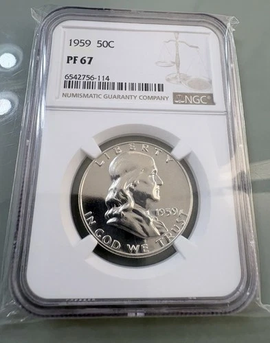 1959 Franklin Half Dollar 50c Proof NGC PF67 Silver Coin