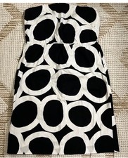 J Crew Ring Strapless Dress Black White 100% Cotton Size 0