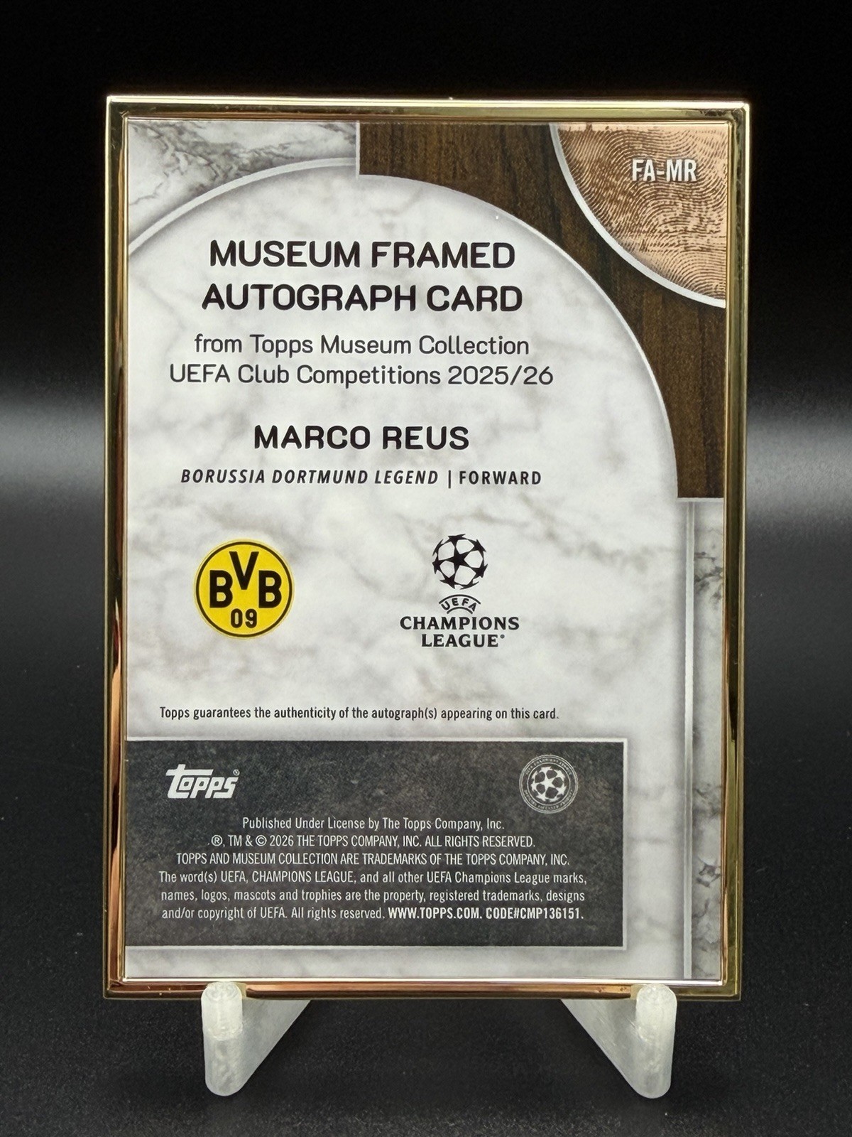Topps 2025-26 Museum Collection UEFA Marco Reus Framed Auto Dortmund FA-MR /50 view 2