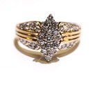 14k yellow gold Natural .90ct SI2 H diamond Cluster ring 6.2g estate vintage — photo 1