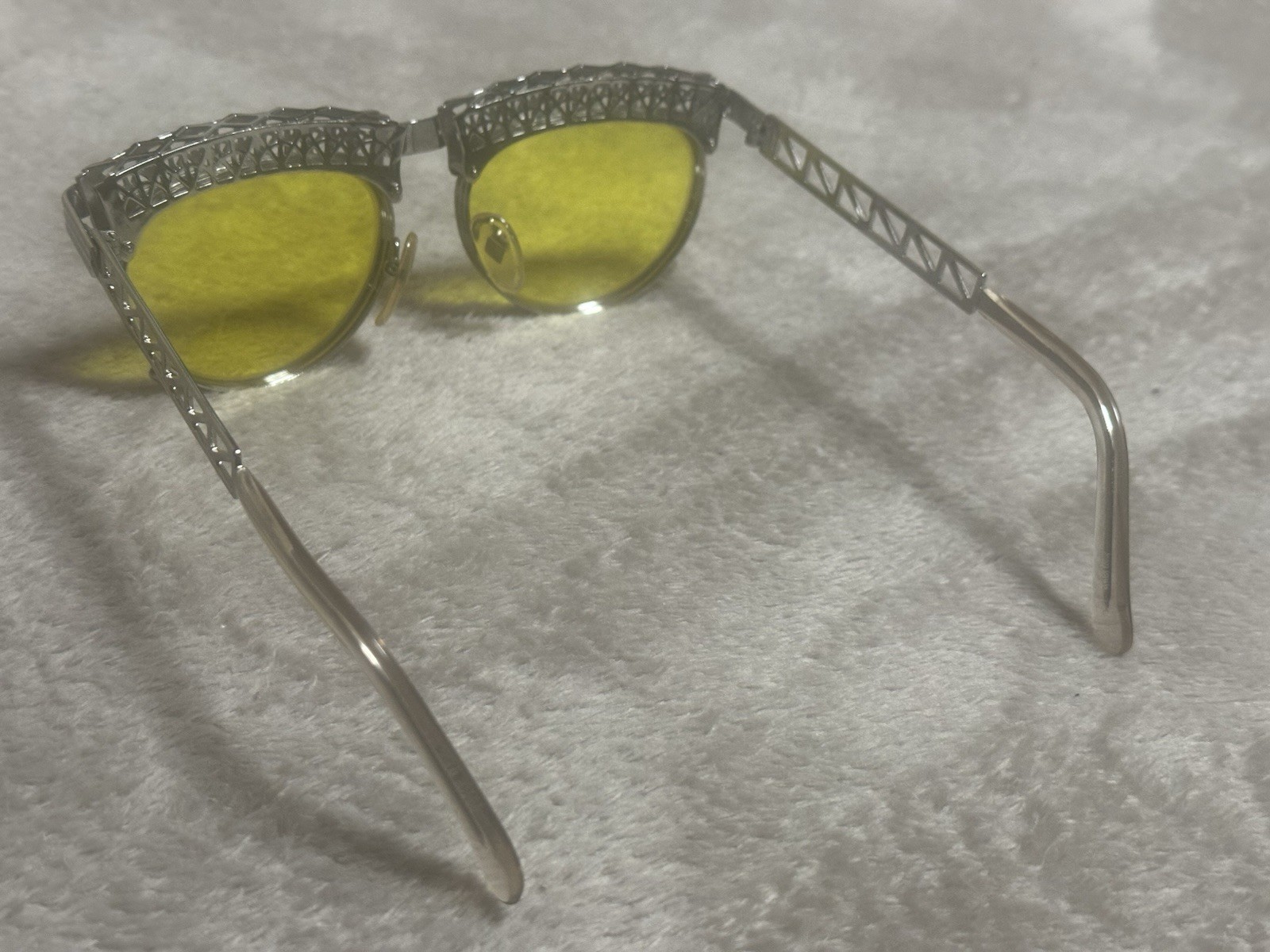 Vtg Jean Paul Gaultier 56-0171 Eiffel Tower Silver Sunglasses Yellow Lens image 5