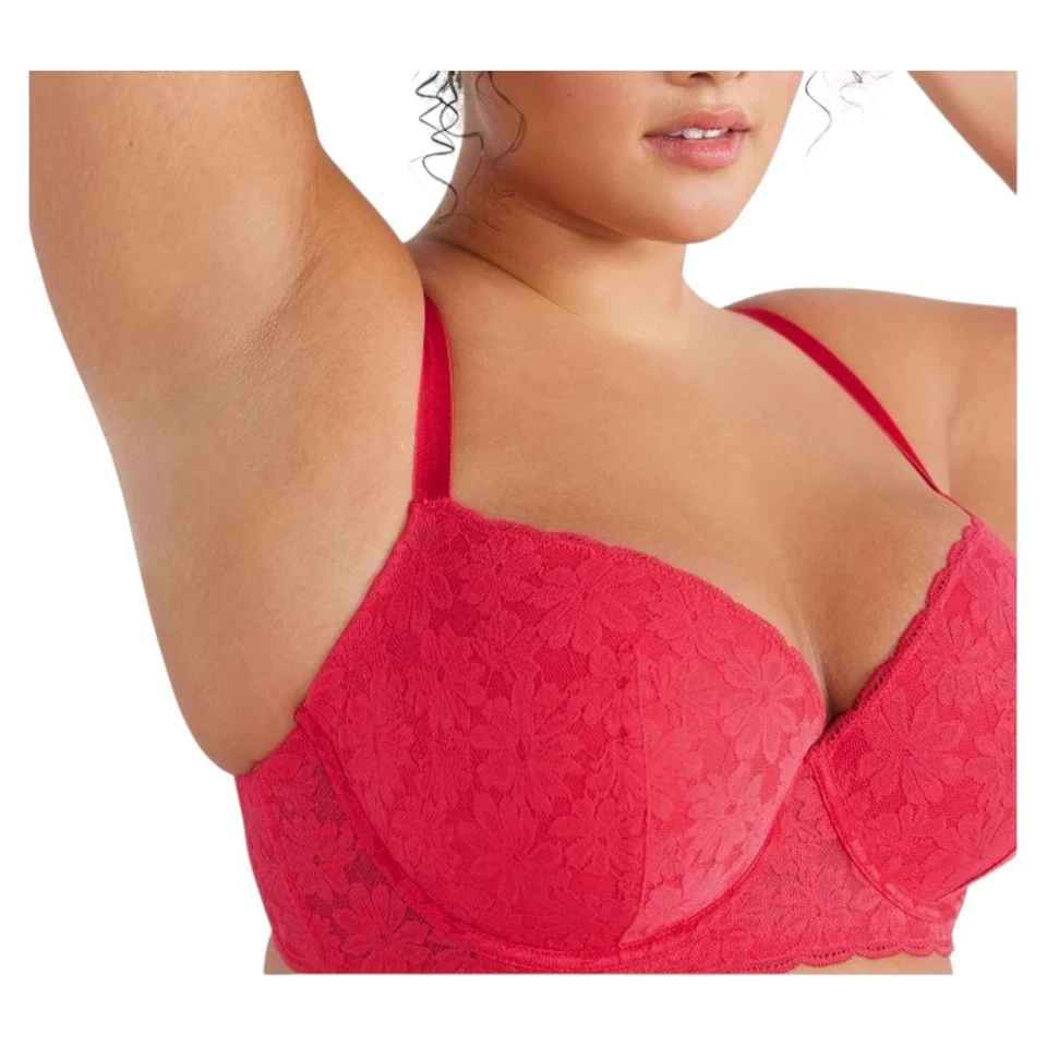 Sujetador balconette de encaje No Boundaries para mujer talla 38DD en Melon Delight Foto 4 de 4