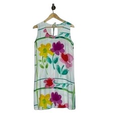 Vintage Jams World Floral Dress Painted Print Sleeveless Shift Art Dress Medium