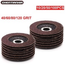 10X 100X 115mm Angle Grinder Flap Discs 40 60 80 120 Grit Grinding Sanding Wheel
