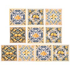 20Pcs 4" x 4" Peel and Stick Backsplash Tiles Wall Tile Stickers, Lemon
