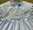 Will'beth NWT Newborn Baby Girl Blue Heirloom Bibbed Embroidered Dress sz0