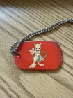 Vintage 1999 Pokemon Mewtwo #150 Red Dog Tag Chain Nintendo Glossy Metal