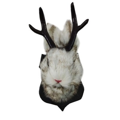 Rabbit Head Wall Decor Handmade Resin Antlers Wall Sculpture Christmas Farmhouse