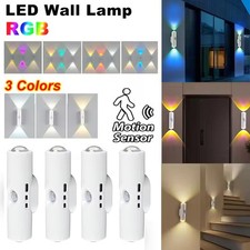 4X LED Motion Sensor Wall Light USB Rechargeable Night Light 3 Color/RGB 7 Color