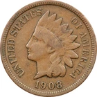 1908-S Indian Head Cent 1C, Fine F