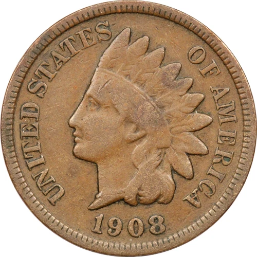 1908-S Indian Head Cent 1C, Fine F