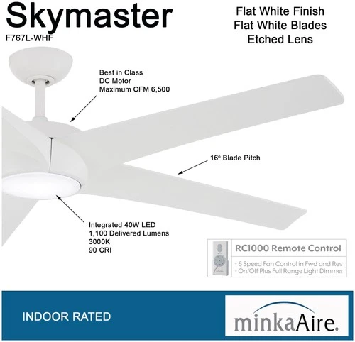 MinkaAire Skymaster Skymaster 65" 5 Blade Indoor LED Ceiling Fan - Picture 4 of 14