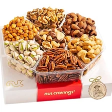 NUT CRAVINGS Holiday Christmas Mixed Nuts Gift Basket 2 lb 7 Assortments Kosher