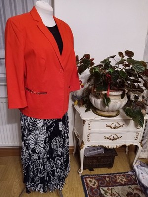 DAMEN BLAZER NALA CHICES MODELL STRETCH BENGALIN JACKE Gr.46 HELL ROT 3/4 ÄRMEL