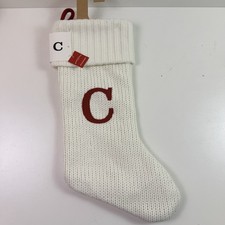 Wondershop White Knit 19" Christmas Stocking Initial Monogram C