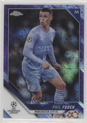 2021 Chrome UEFA Champions League Purple Mini-Diamond Refractor Phil Foden 5b1