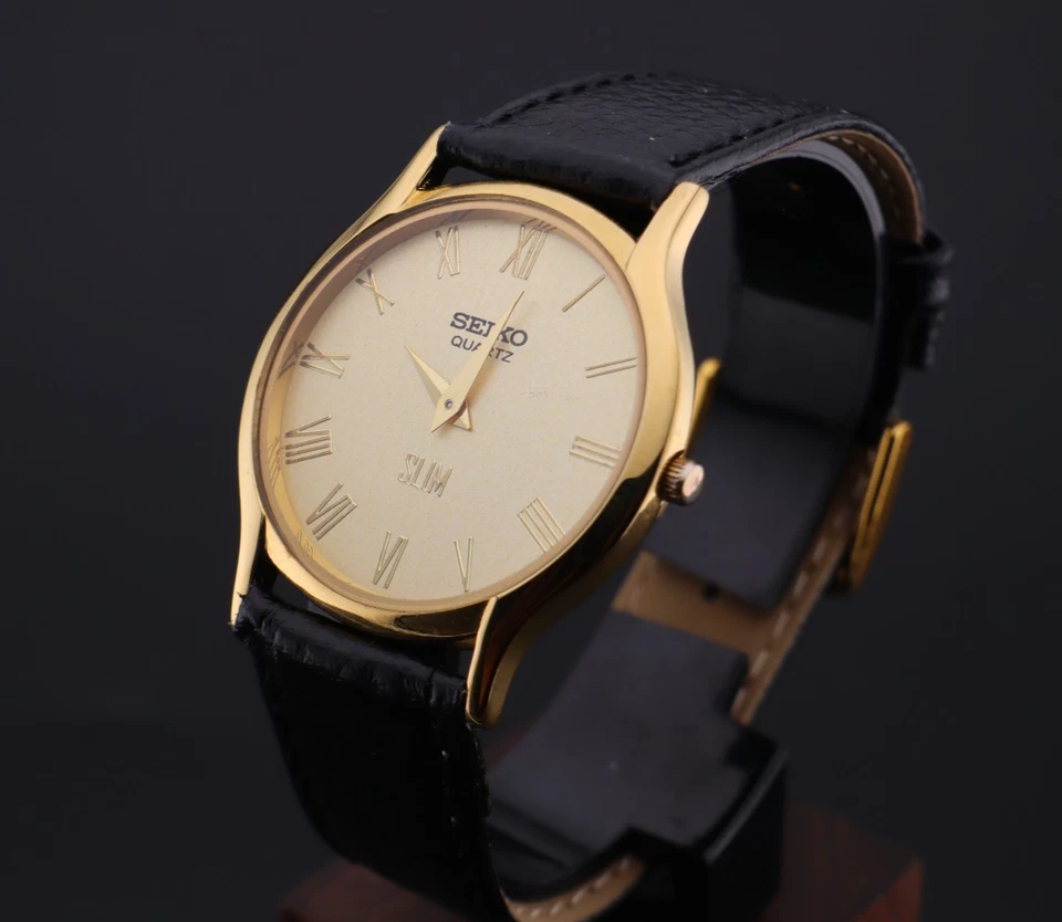 RARO Reloj Pulsera Seiko Delgado DORADO Cuarzo Caballeros - (ENVÍO GRATUITO) Foto 2 de 4