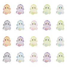 Decoendiy 30PCS Halloween Ghost Beads Mixed Color Bulk- Cute Cartoon Acrylic