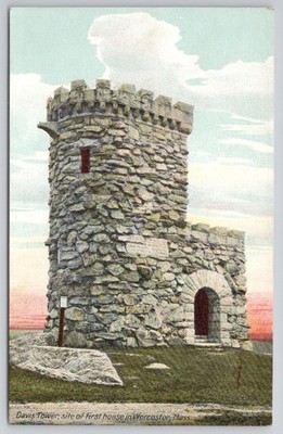 Davis Tower Worcester MA Postcard 1926 Hugh C. Leighton Co.