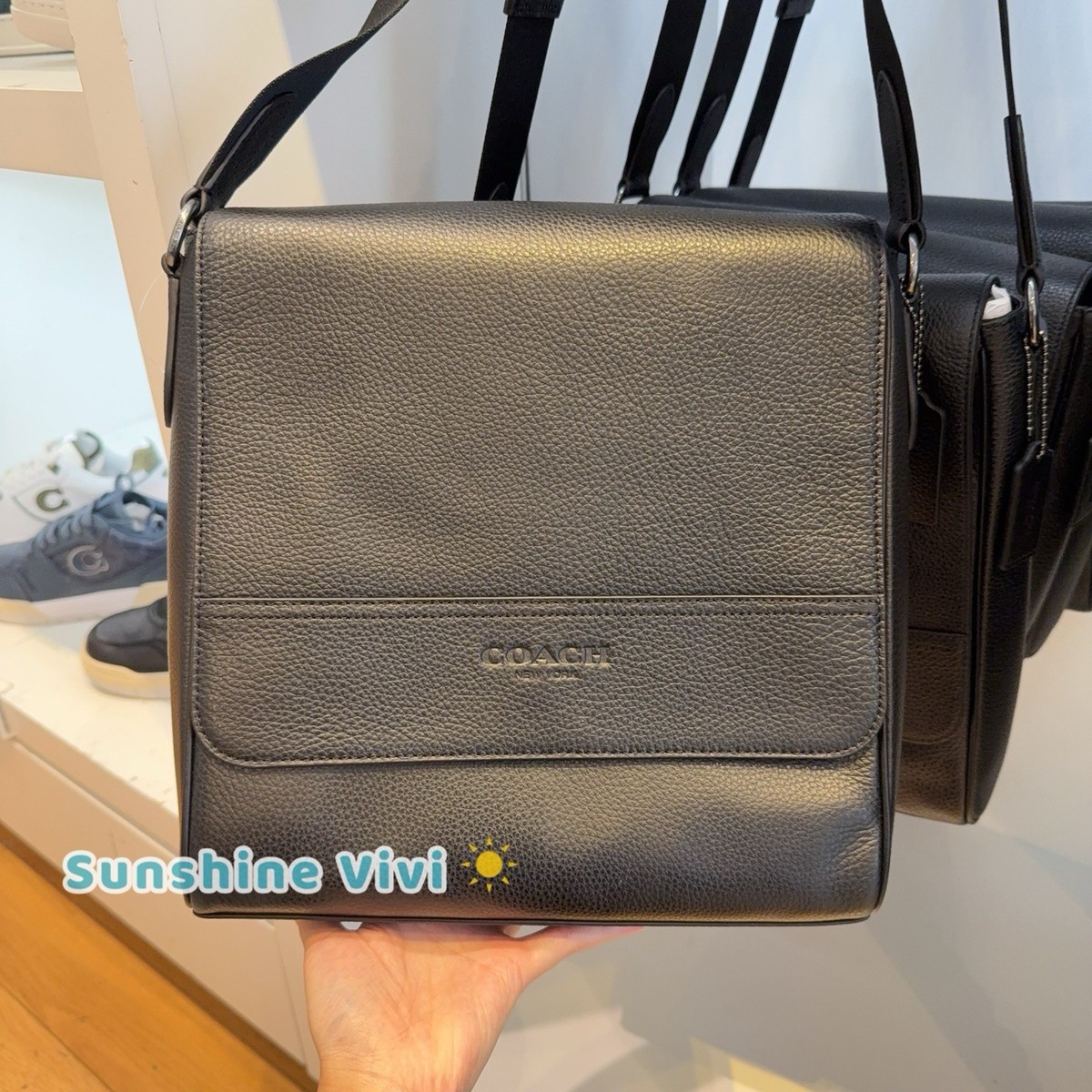 NWT COACH 4007 Houston Map Bag Leather Crossbody Gunmetal/Black | eBay