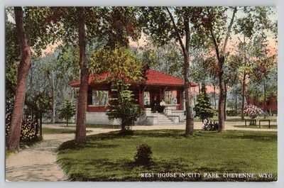 Rest House City Park Cheyenne Wyoming Vintage Linen Postcard