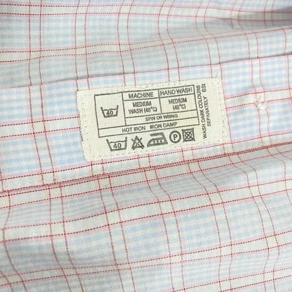 Thomas Pink Shirt Mens 16.5/35 White Blue Red Check Dress Jermyn Street Ireland - Image 4 of 4