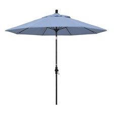 Pemberly Row Skye 9' Black Patio Umbrella in Sunbrella 1A Heather Beige