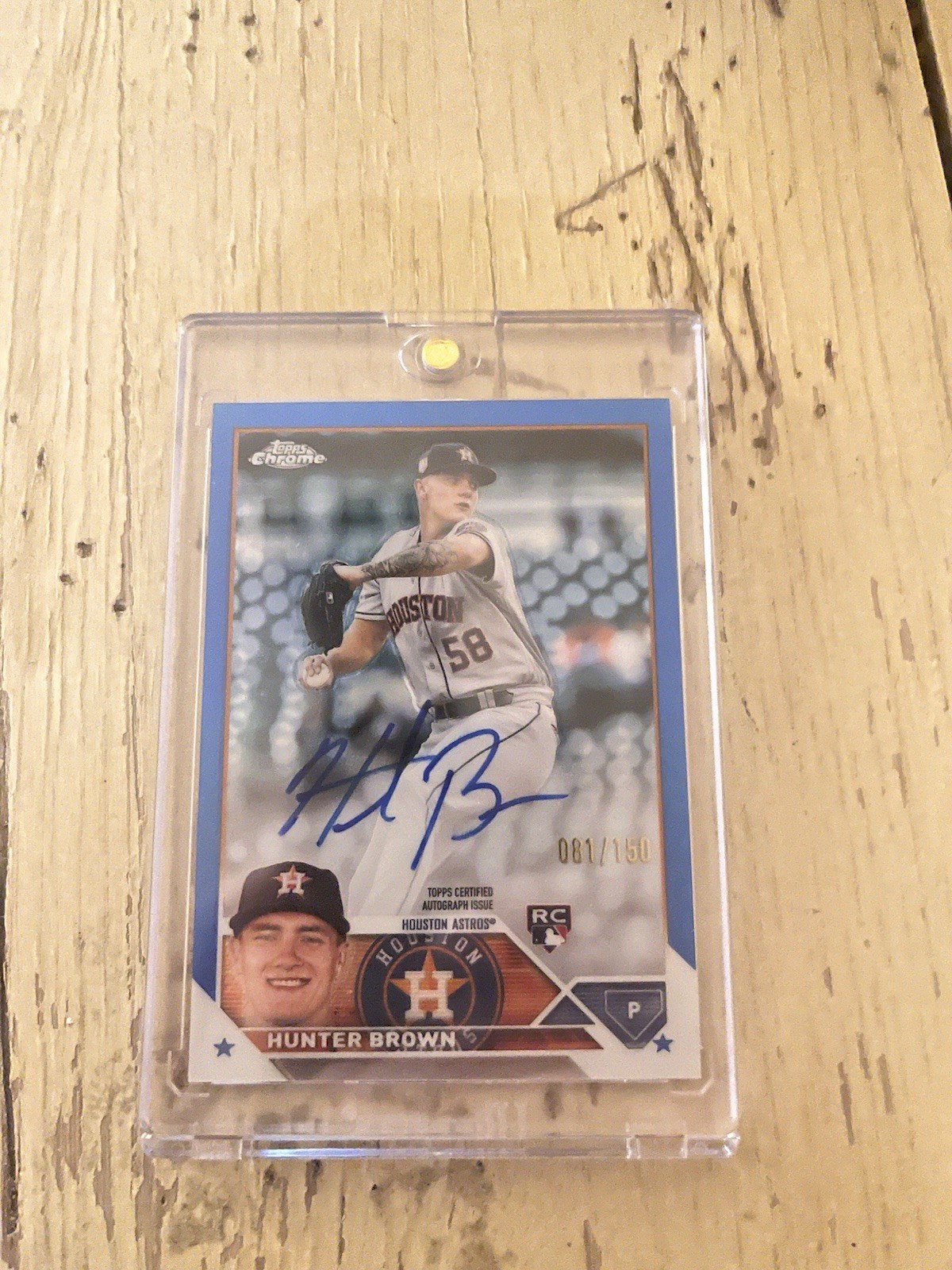 2023 Topps Chrome Blue Refractor - Hunter Brown RC On-card Auto /150 #RA-HBR