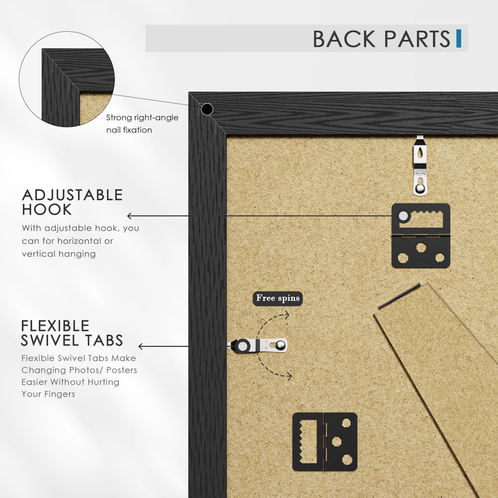 PEALSN 11x14 Picture Frame Set of 6, Display Pictures 8 x 10 with Mat or 11 x...
