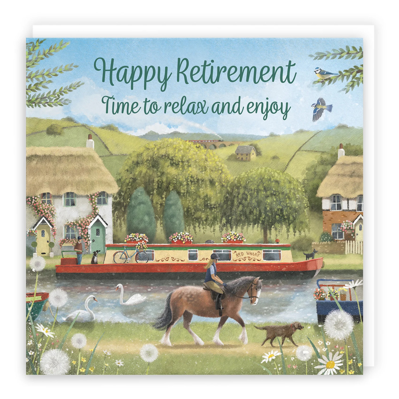 Retirement Card Canal Narrowboat Horse Riding Milo's Gallery