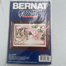 Stitchery Craft Kit Vintage 1992 Bernat 14-Count Cross Stitch CAT/SUMMER