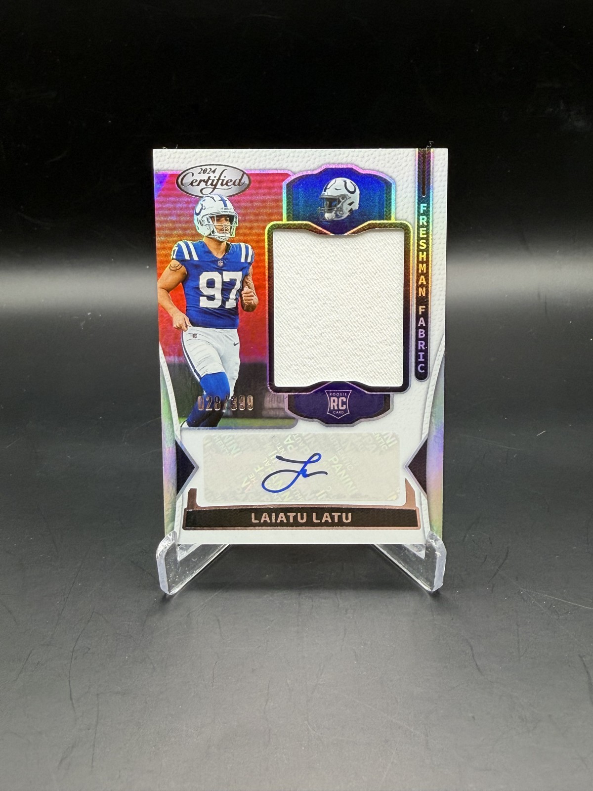 Laiatu Latu 2024 Panini Certified Freshman Fabric Mirror Signatures /399 Colts