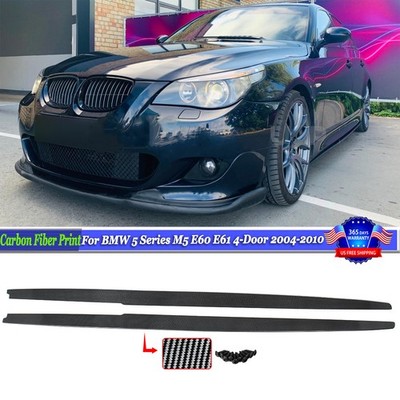 Carbon Fiber Print Side Skirts For BMW 5-Series 530i 535i M5 E60 Sedan 2006-2010