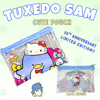 TUXEDO SAM 50th Anniversary Flat Pouch Zipper Bag DAISO SANRIO NWT