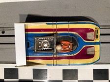 HO Slot Car, AFX PORSCHE 510K "Can-am" 6, white/blue/yellow/red, body only.
