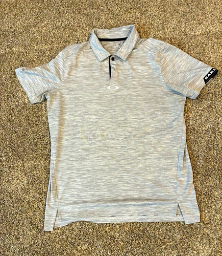 Oakley Gray Heathered Short Sleeve Polo Shirt Men's Size M Regular Collared Logo