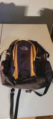 The North Face Mentor Backpack Purple Yellow Hiking Daypack School Travel