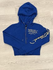 Y2K Ed Hardy by Christian Audigier Blue Zip Hoodie Tiger XS EUC Vintage