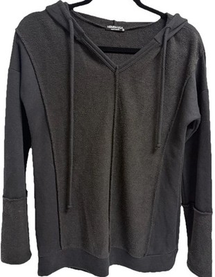 Heimish USA Black Hoodie Sweatshirt Women s Small Long Sleeve V Neck Casual Top 