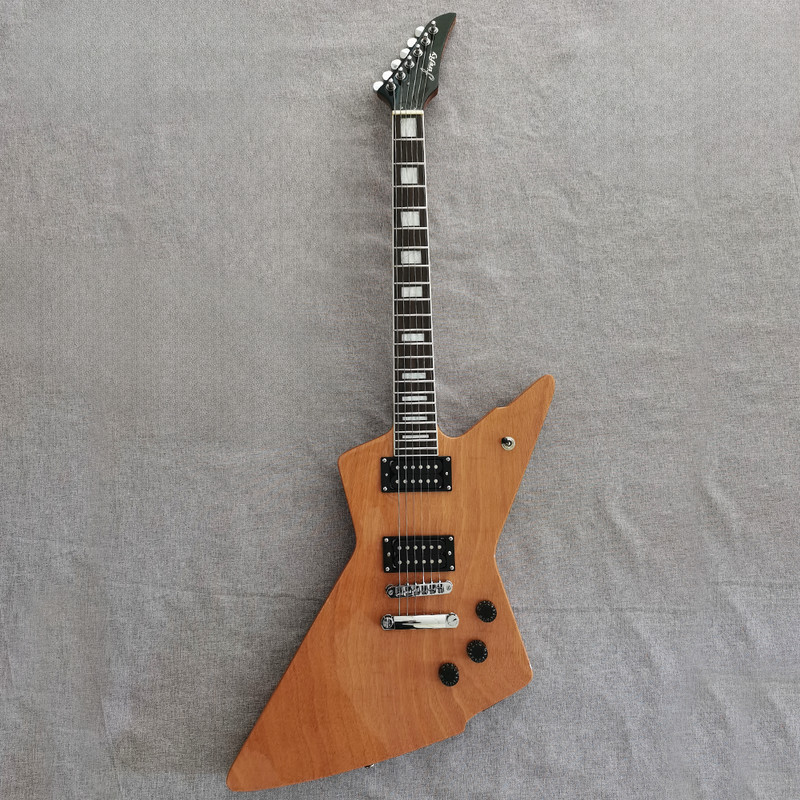 6-String Firefly Explorer style Electric Guitar Natural Finish mahogany body