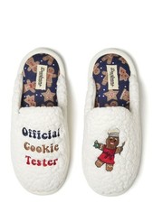 Dearfoams Cozy Comfort Cookie Tester Sherpa Slip-On Xmas Slippers Womens S 5/6 