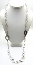 Silpada Sterling Silver Oxidized Hammered Oval Link 35" Necklace