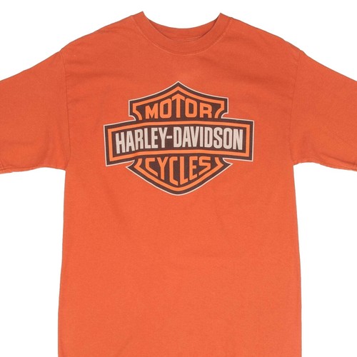 Harley Davidson Mens Orange Short Sleeve American Pullover T-Shirt