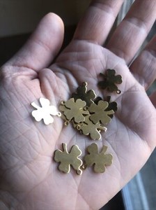 Authentic Four Leaf Clover 24k Gold Plated Charm 15x17mm