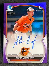 2023 Bowman Chrome 1st PURPLE REFRACTOR PROSPECT ROOKIE AUTO Adam Crampton /250
