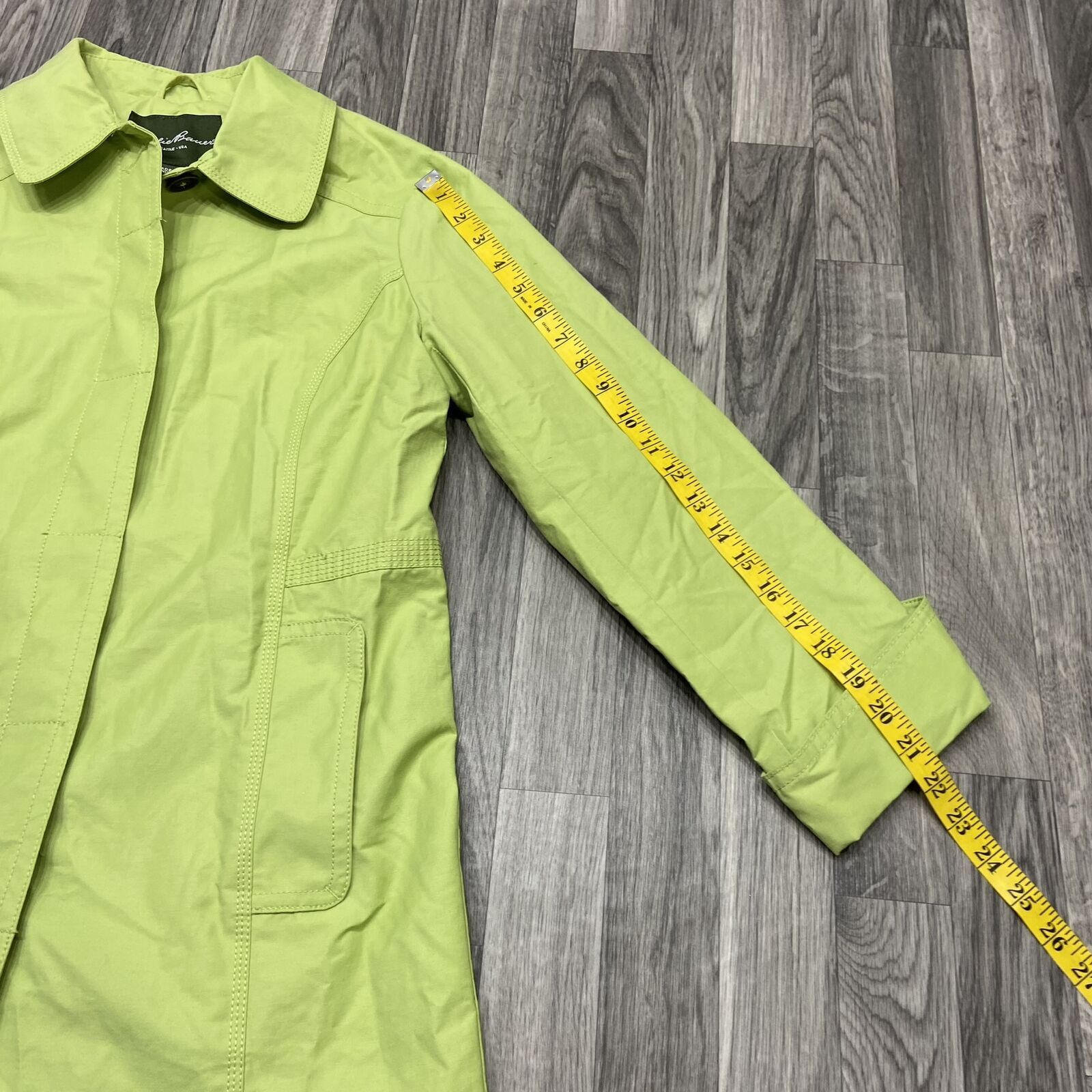 EDDIE BAUER Button Down Collared Lined Green Over… - image 12